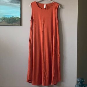 Zenana Outfitters Burnt Orange Sleeveless Swing Dress with Pockets